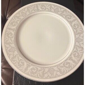 Imperial China Dalton Dinner Plate Gray Scroll Floral Rim Fine China Japan 10”